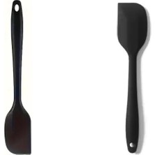 Afili Home Yanmaz Yapışmaz Silikon Yassı Spatula, Yan Spatula - Siyah