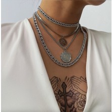 Girift Vintage Allure Boho Vintage Kalın Zincirli Sikke Kolye