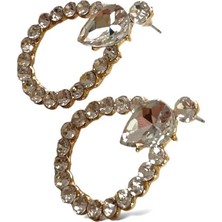 Girift Vintage Kristal Zirkon Taşlı Su Damlası Parıltılı Küpe