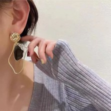 Girift Vintage Cleo Retro Desen Asimetrik Küpe