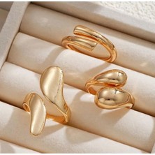 Girift Vintage Ydora 3 Adet Gold Yüzük Seti