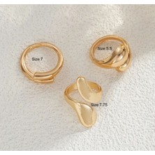 Girift Vintage Ydora 3 Adet Gold Yüzük Seti