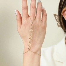 Girift Vintage Praia Gold Dörtgen Şahmeran El Takısı - El Aksesuarı