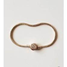Rose Gold Yuvarlak Detay Çelik Bileklik