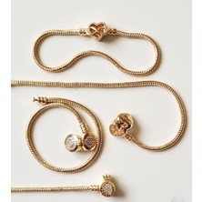 Rose Gold Yuvarlak Detay Çelik Bileklik