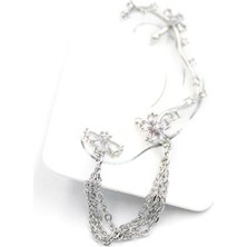 Taşlı Kıkırdak Küpe - Gümüş