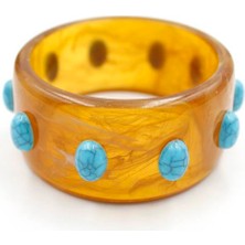 Turkuaz Taşlı Bilezik - Kahverengi