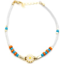 Boncuklu Papatya Halhal - Altın