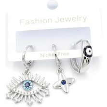 3'lü Göz Küpe - Gümüş