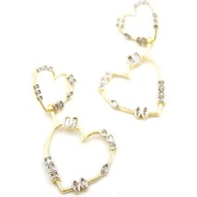 Taşlı Kalp Küpe - Altın