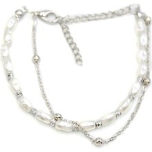 Zincirli Inci Bileklik - Gümüş