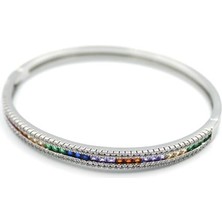 Zirkon Taşlı Bilezik - Gümüş