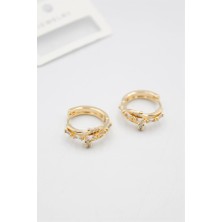 Taşlı Çivi Küpe - Altın