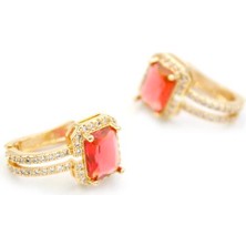 Taşlı Küpe - Kırmızı