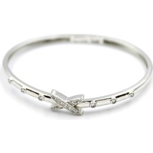 Taşlı Vip Bilezik - Gümüş