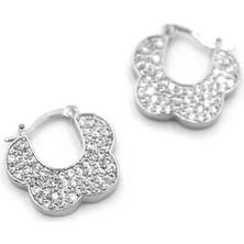 Taşlı Çiçek Küpe - Gümüş