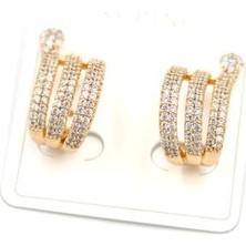 Taşlı Halka Küpe - Rose