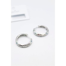 Taşlı Halka Küpe - Gümüş