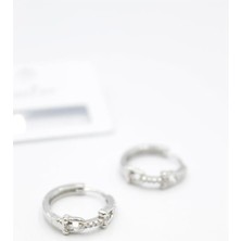 Taşlı Halka Küpe - Gümüş