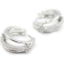 Taşlı Halka Küpe - Gümüş