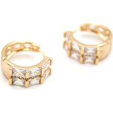 Taşlı Halka Küpe - Altın