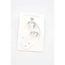 2'li Taşlı Kıkırdak Küpe - Gümüş