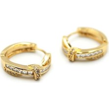 Taşlı Halka Küpe - Altın