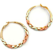 Mineli Halka Küpe - Pembe