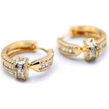 Taşlı Çivi Küpe - Altın