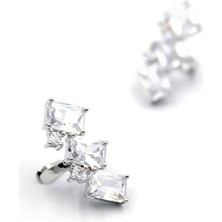 2'li Taşlı Kıkırdak Küpe - Gümüş