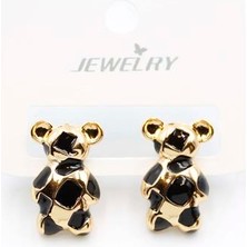 Mineli Ayıcık Küpe - Siyah