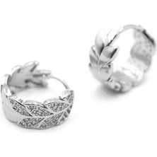 Taşlı Halka Küpe - Gümüş