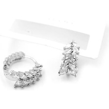 Taşlı Halka Küpe - Gümüş