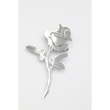 Çelik Gül Broş - Gümüş