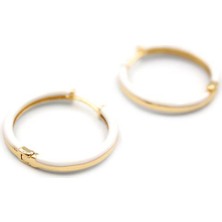 Mineli Halka Küpe - Beyaz