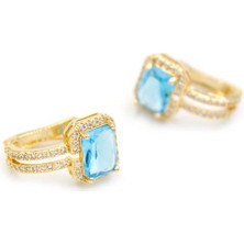 Taşlı Küpe - Turkuaz