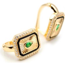 Damla Taşlı Küpe - Yeşil