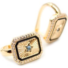 Yıldız Taşlı Küpe - Mavi