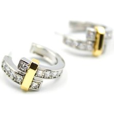 Taşlı Halka Küpe - Gümüş