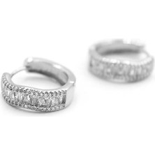 Taşlı Halka Küpe - Gümüş