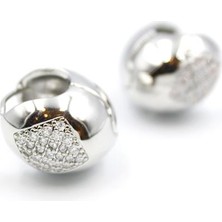 Taşlı Top Küpe - Gümüş