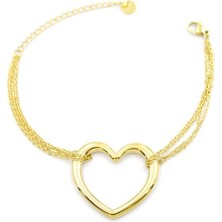 Zincir Kalp Bileklik - Altın