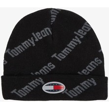 Tommy Jeans Skater Boy S Beanie Print Erkek Siyah Bere