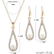 Girift Vintage Glisten Kristal Su Damlası Kolye Küpe Takı Seti Inci Taşlı