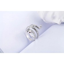 Girift Vintage Hubble Kadın Gümüş Kaplama Yılan Figürlü Yüzük