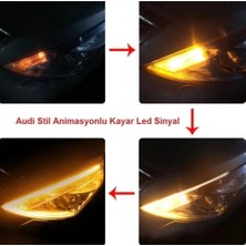 Ferrari 612 Uyumlu Far Üstü Kayar LED Selamlamalı Sinyalli 60 cm Beyaz ve Turuncu Renk