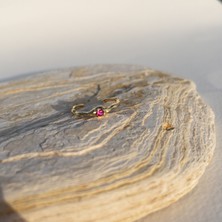 Vintage Mini Pembe Kristal Taş Yüzük Ayarlanabilir