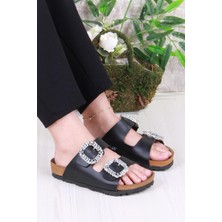 Fort 8732 Anatomik Rahat Taban Taşlı Çift Tokalı Şık Kadın Terlik