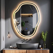 Zelvora Günışığı Led'li Lazer Kumlamalı Lavabo & Banyo Aynası (Dokunmatik Sensörlü)