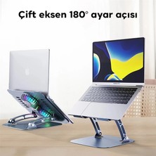 Plentiful Notebook ve Laptop Stand 360 Derece Dönebilen Alüminyum Katlanır Stand Gümüş